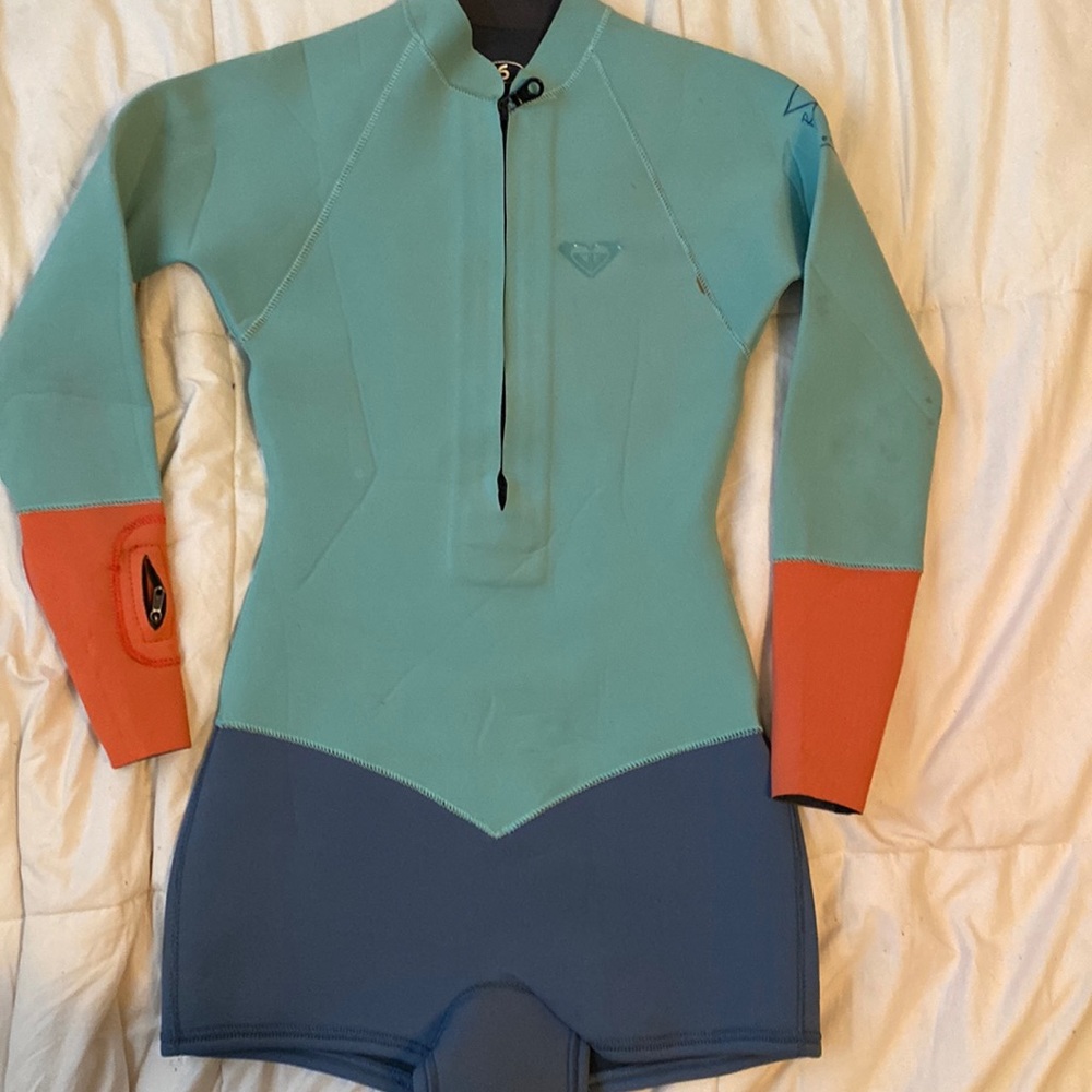 Roxy Teal and Orange One Piece Swimsuit